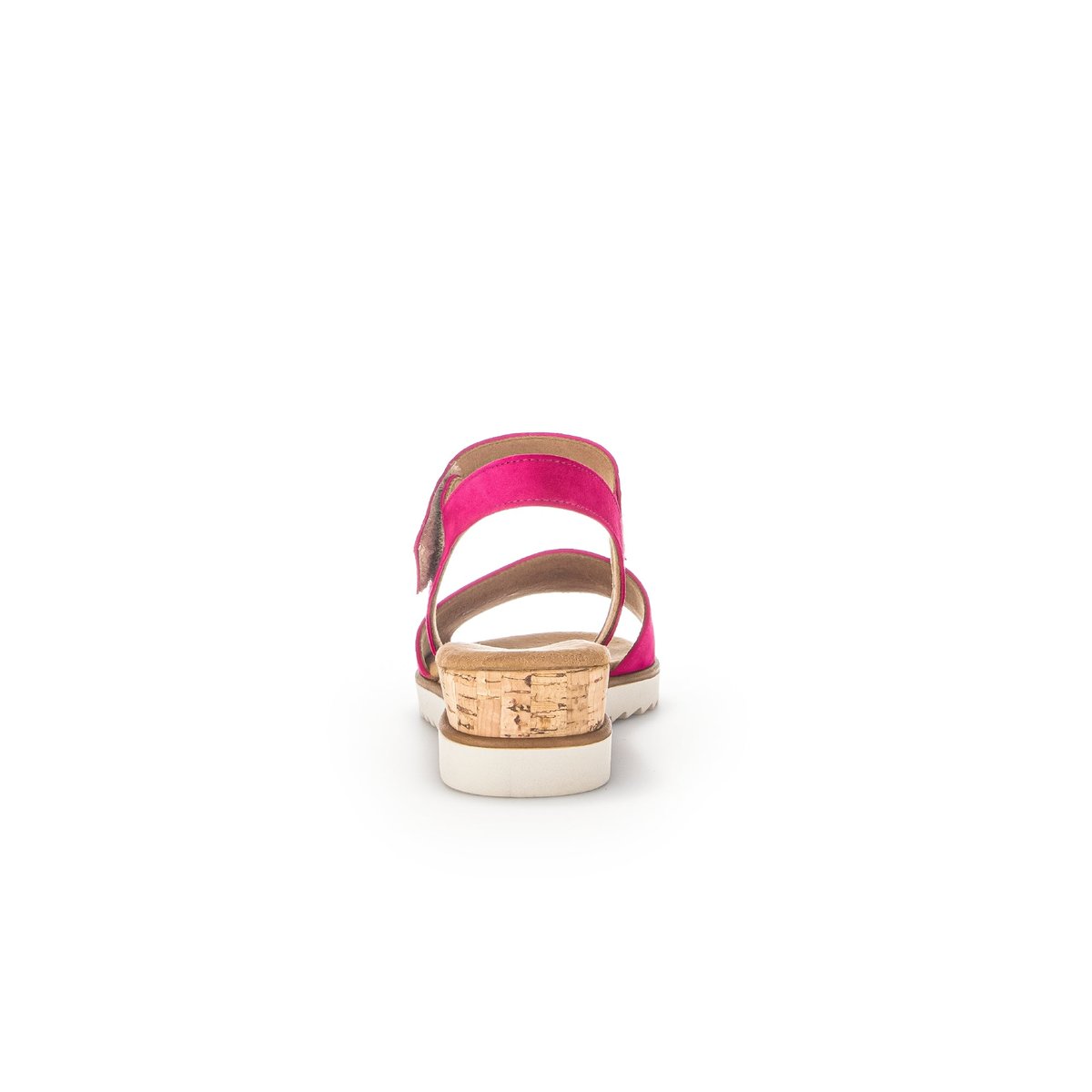 Sandales en cuir lisse à talon compensé recouvert pink velours, GABOR