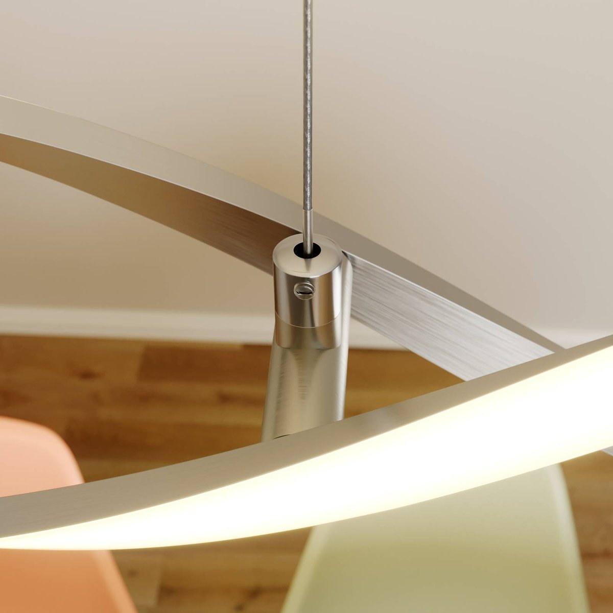 Suspension moderneLED, Auron nickel satiné, blanc, LINDBY