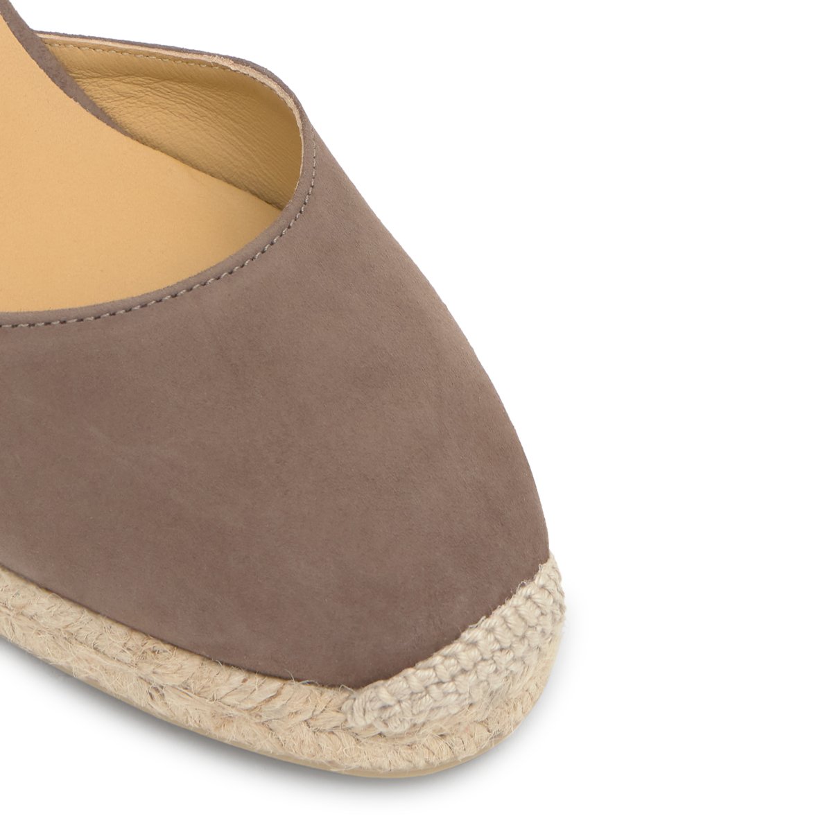 Espadrilles compensées en cuir à lacets avec plateforme tressée CARINA PLATFORM taupe, CASTANER