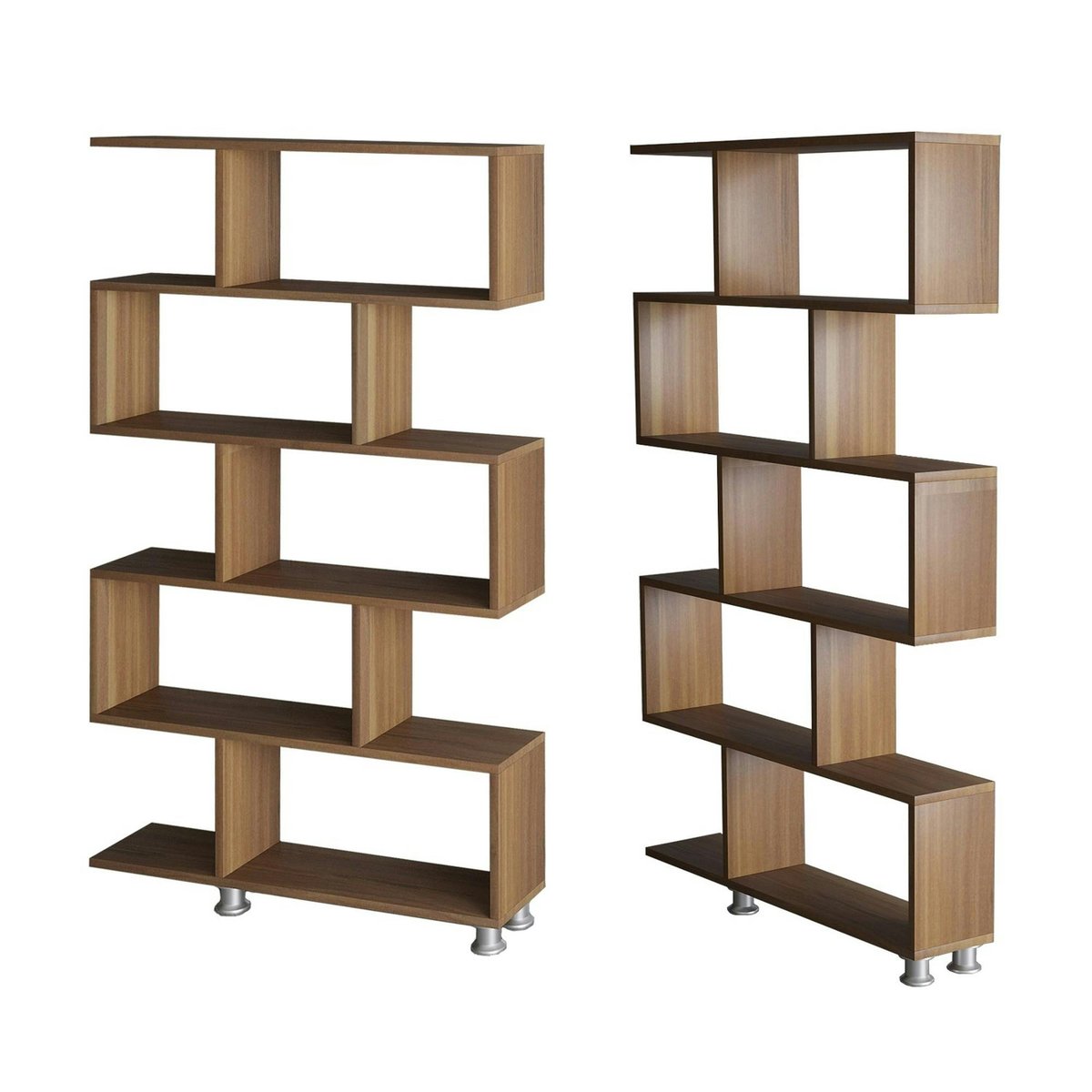 Etagère déstructurée effet bois de noyer - pieds métal JENA bois naturel, PIER IMPORT