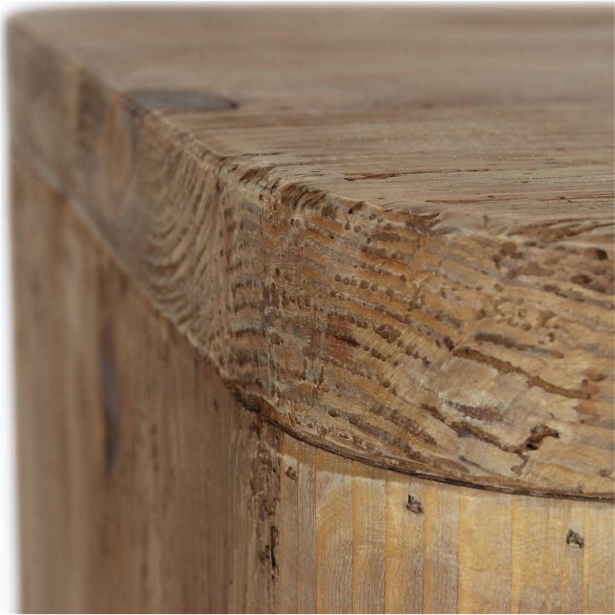 Table d'appoint carrée en pin vieilli naturel vieilli, RECOLLECTION