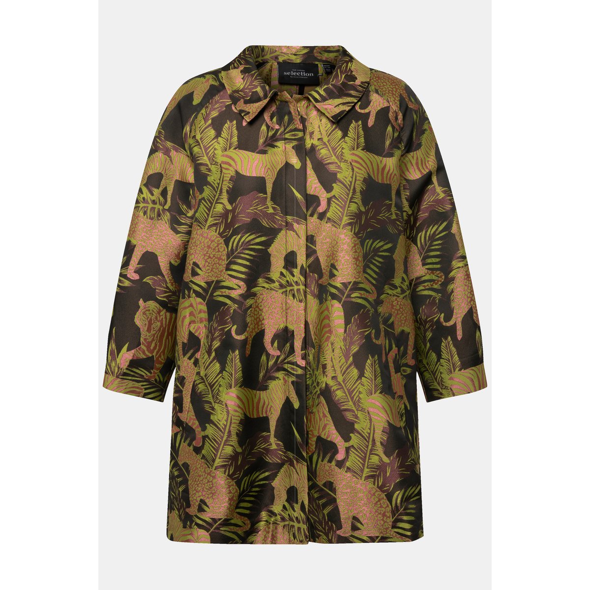 Veste à col chemise, tissu Jacquard à motif noir, ULLA POPKEN