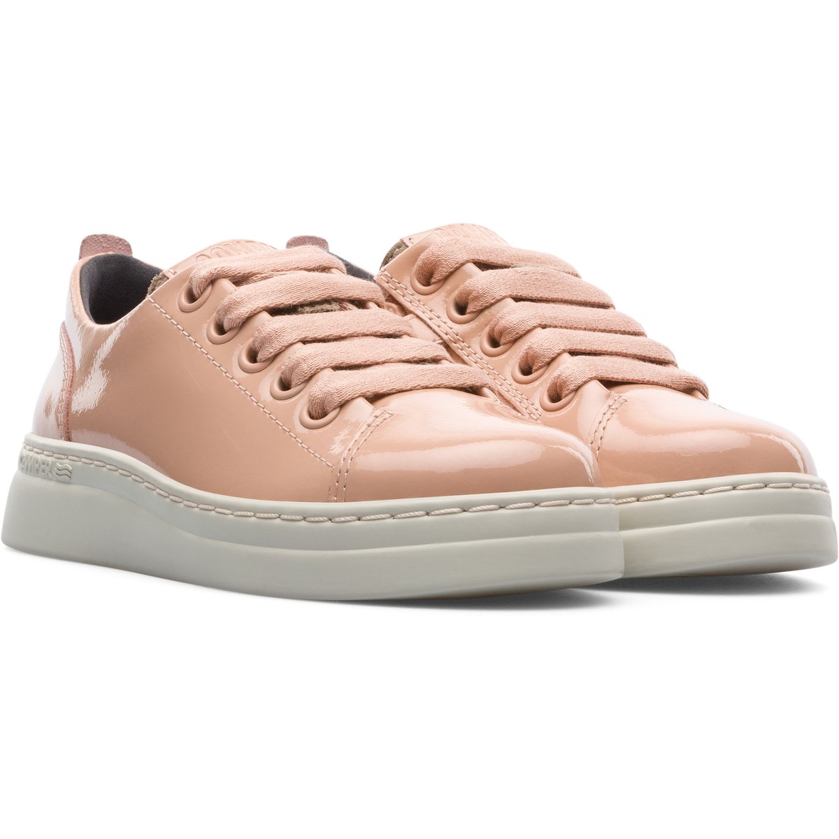 Baskets cuir RUNNER UP Cuir doux effet verni / Cuir velours nude, CAMPER
