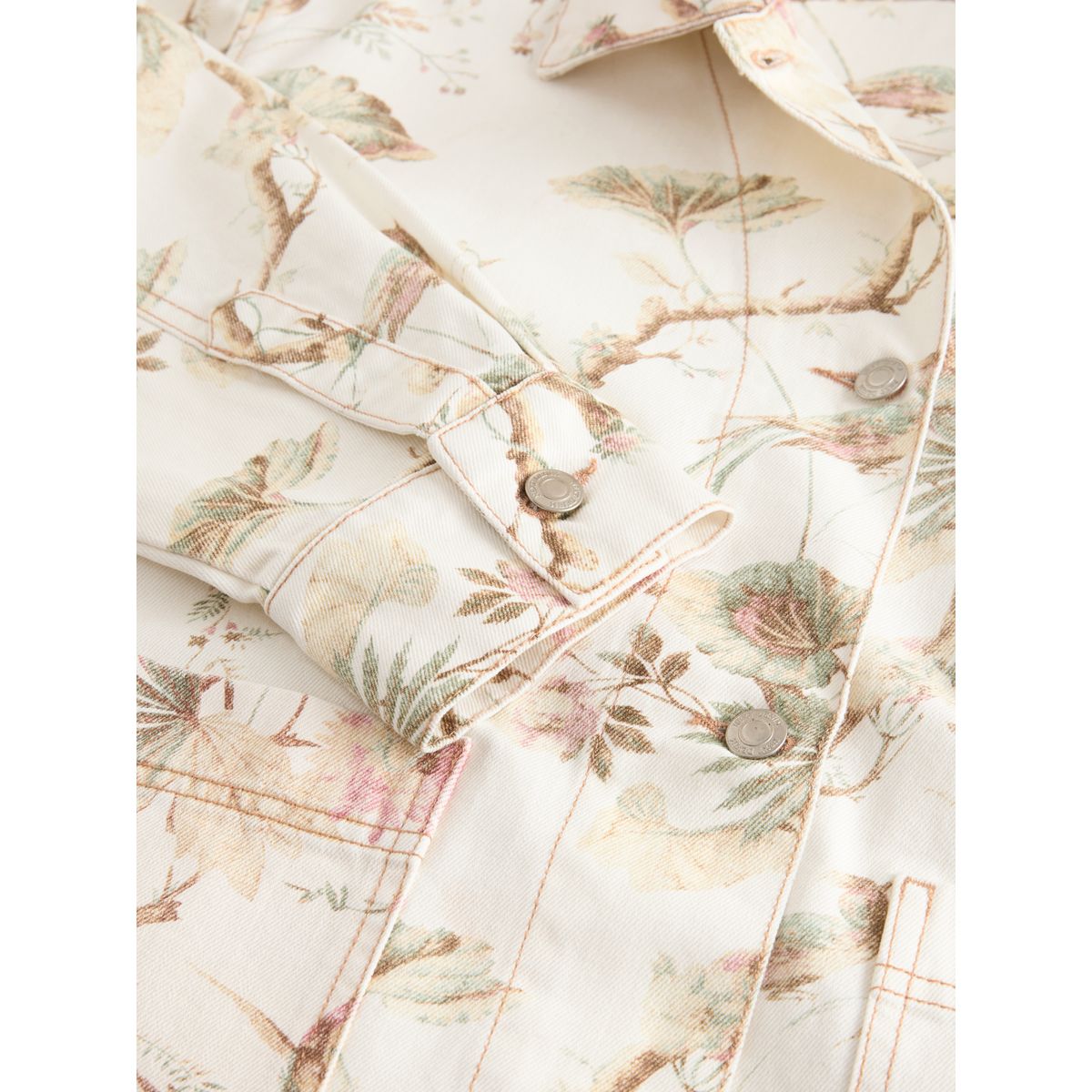 Veste style ouvrier en coton imprimé oiseau écru, NEXT