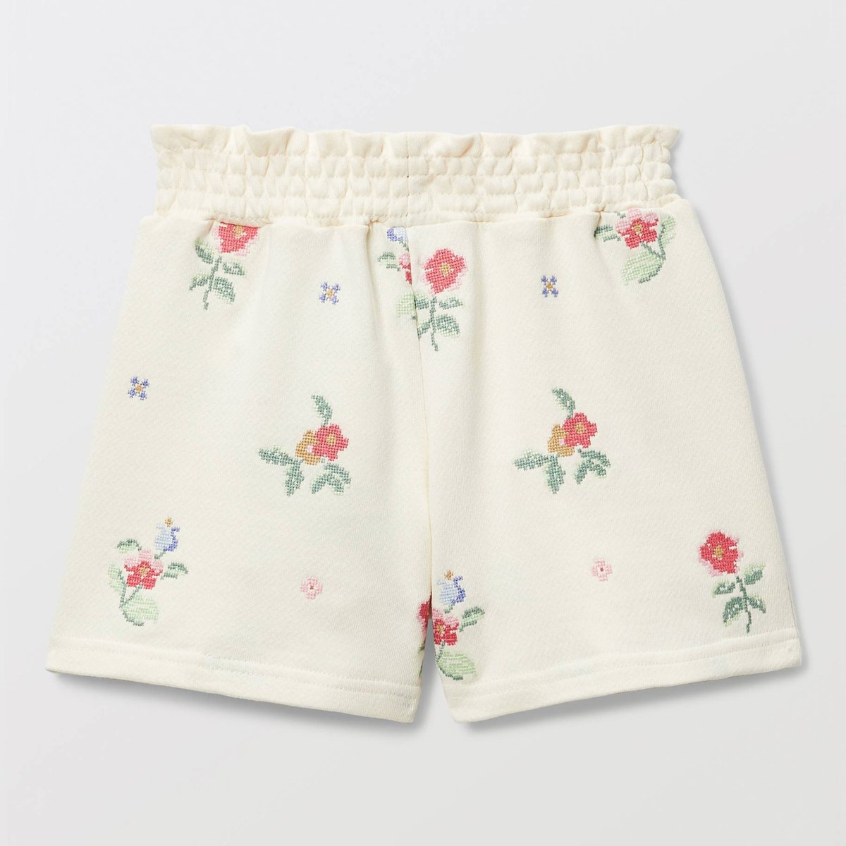 Short brodé en éponge butter cream, MONOPRIX