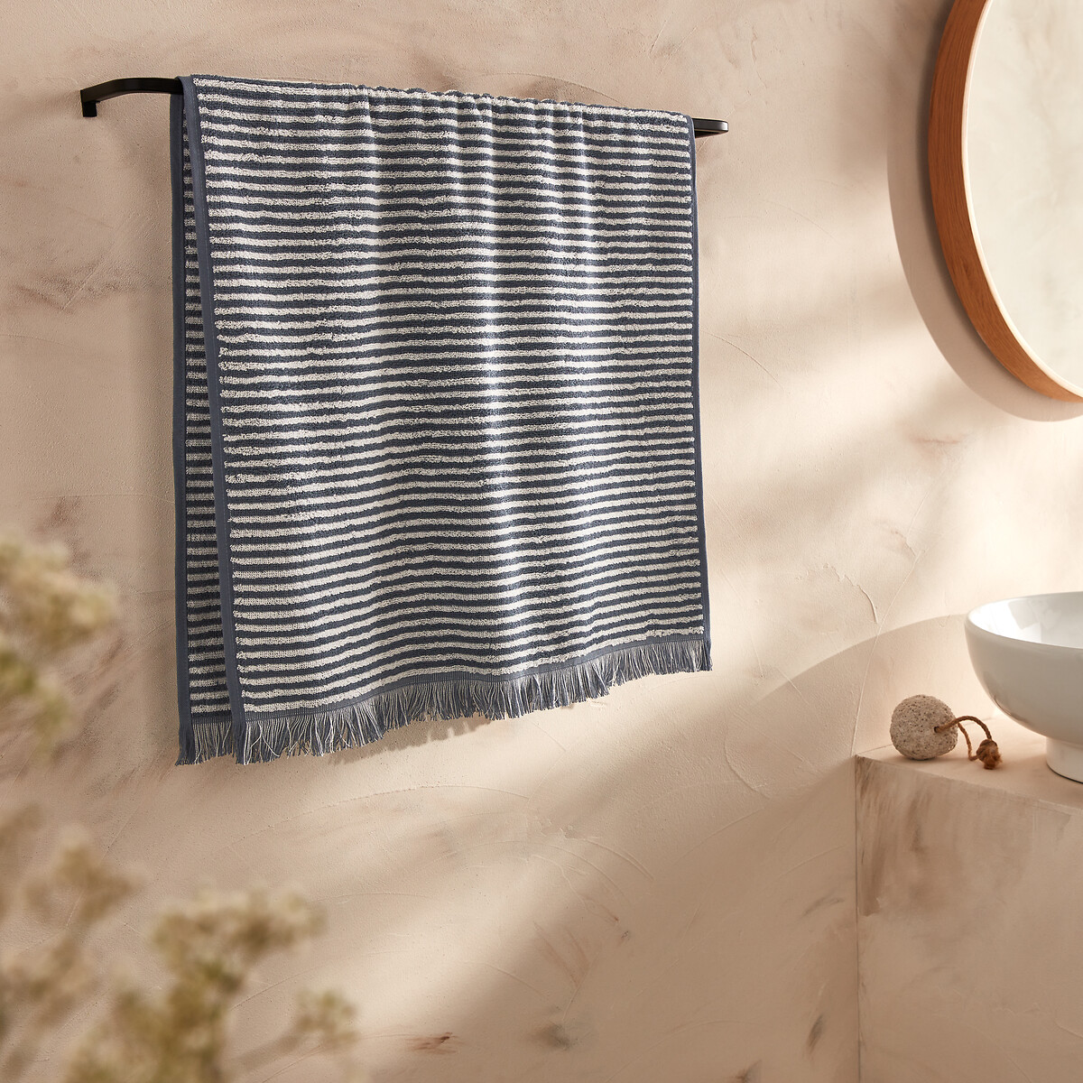 Handtuch Malo, Frottee, gestreift, 500 g/m² dunkelblau, LA REDOUTE INTERIEURS