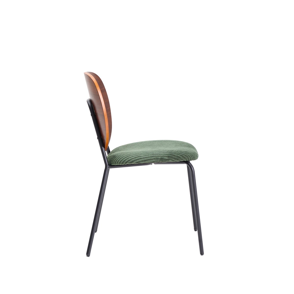 Lot de 2 chaises de salle à manger en bois, métal et velours côtelé, ORUM vert, NORDLYS