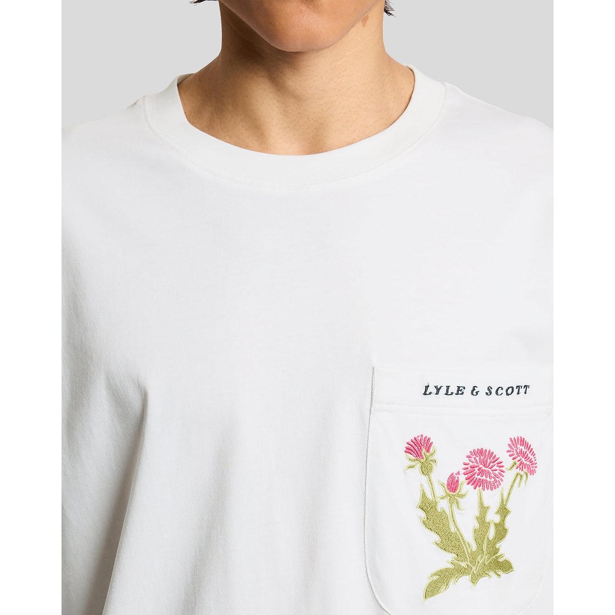 T-shirt botanique brodé poche blanc, LYLE & SCOTT