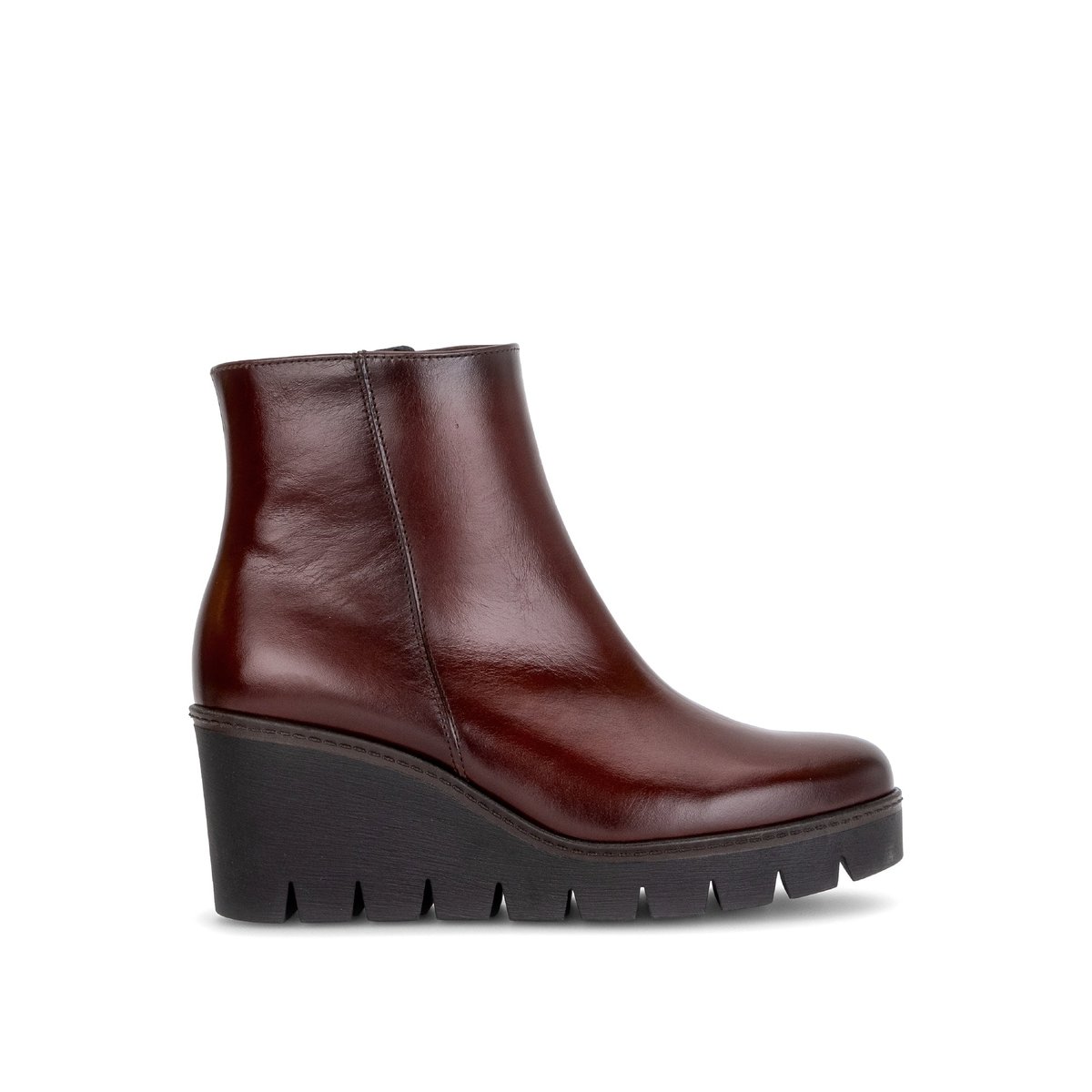 Bottines en cuir à talon compensé cognac, GABOR