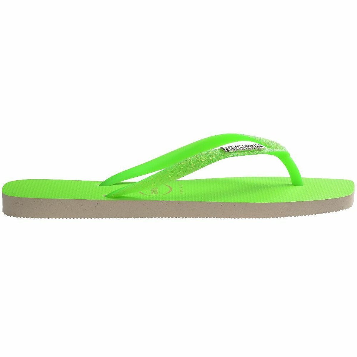 Teenslippers Slim Square Glitter Neon fluo groen, HAVAIANAS