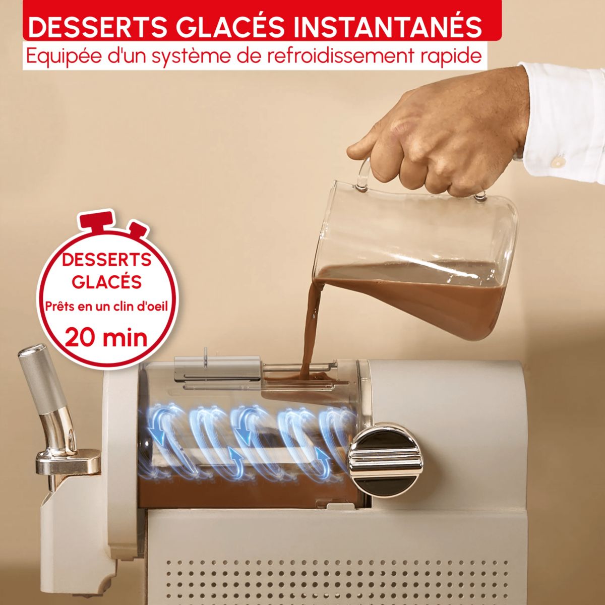 Sorbetière Freezi Machine à glaces MJ803AF0 couleur unique, MOULINEX