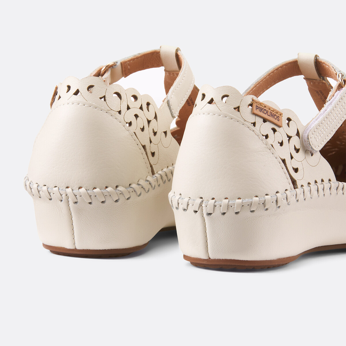 Vallarta Semi-Wedge Leather Sandals white, PIKOLINOS