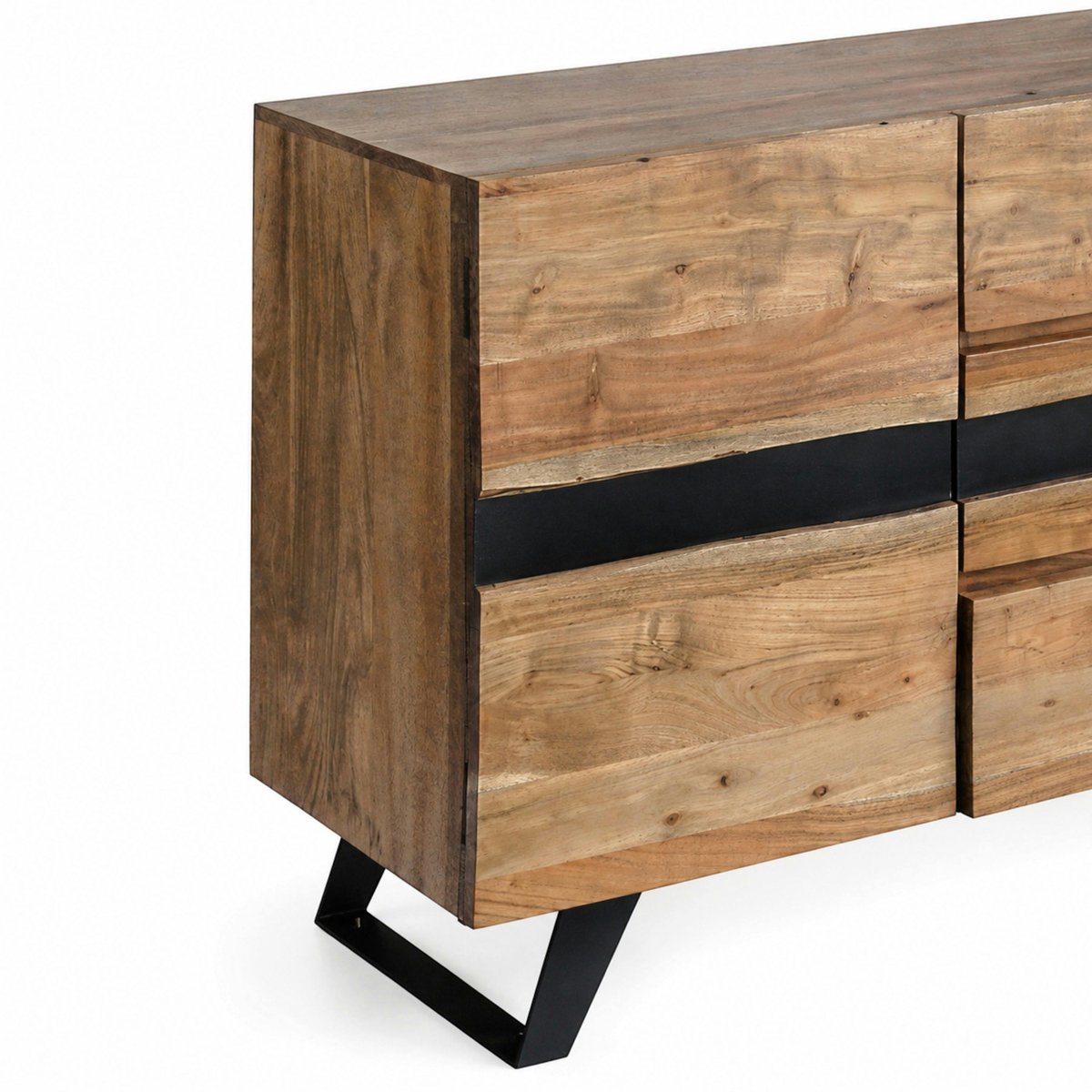 Buffet en bois d'acacia 2 portes 3 tiroirs CANYON bois naturel, PIER IMPORT