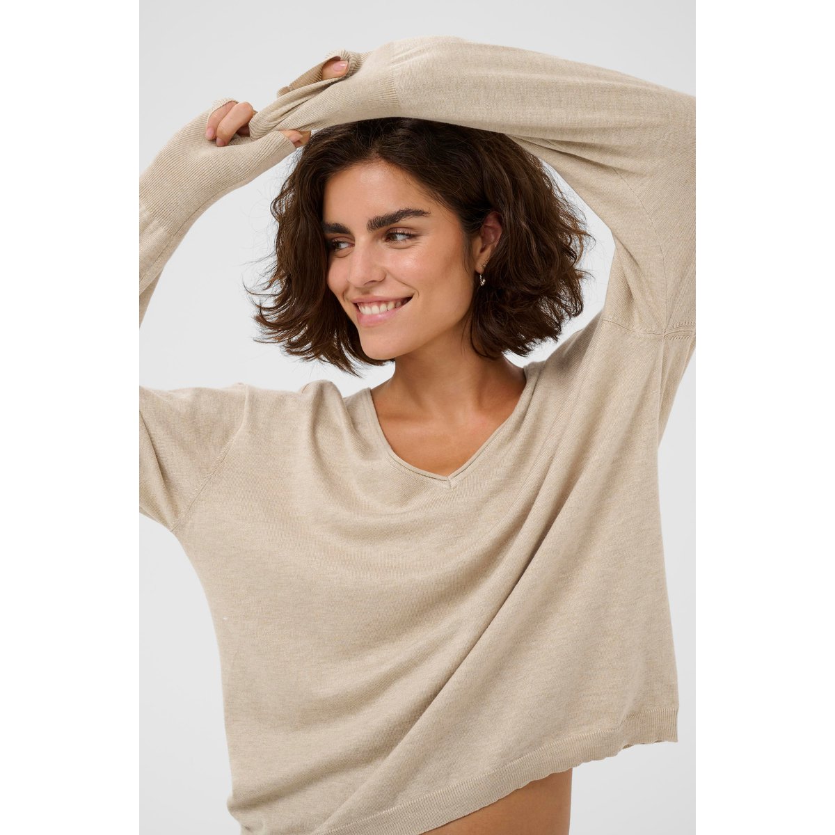 Pullover tricoté beige feather gray melange, KAFFE