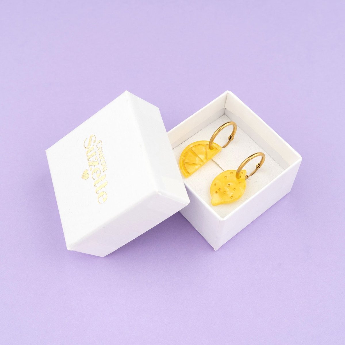 Boucles d'oreilles CITRON jaune, COUCOU SUZETTE