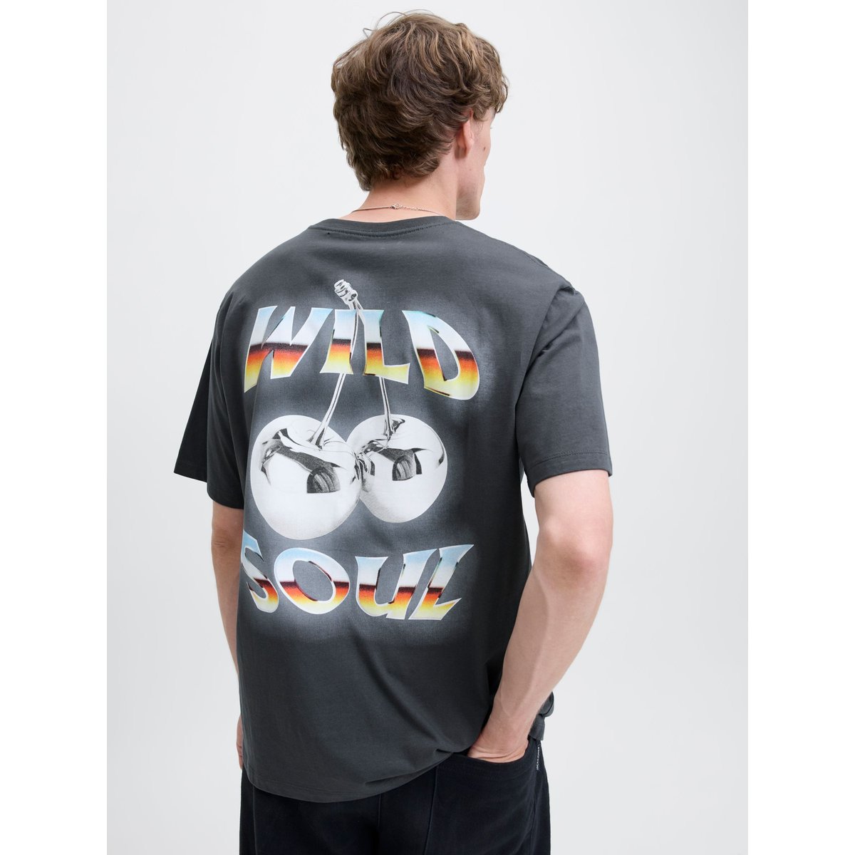 T-Shirt asphalt, JACK & JONES