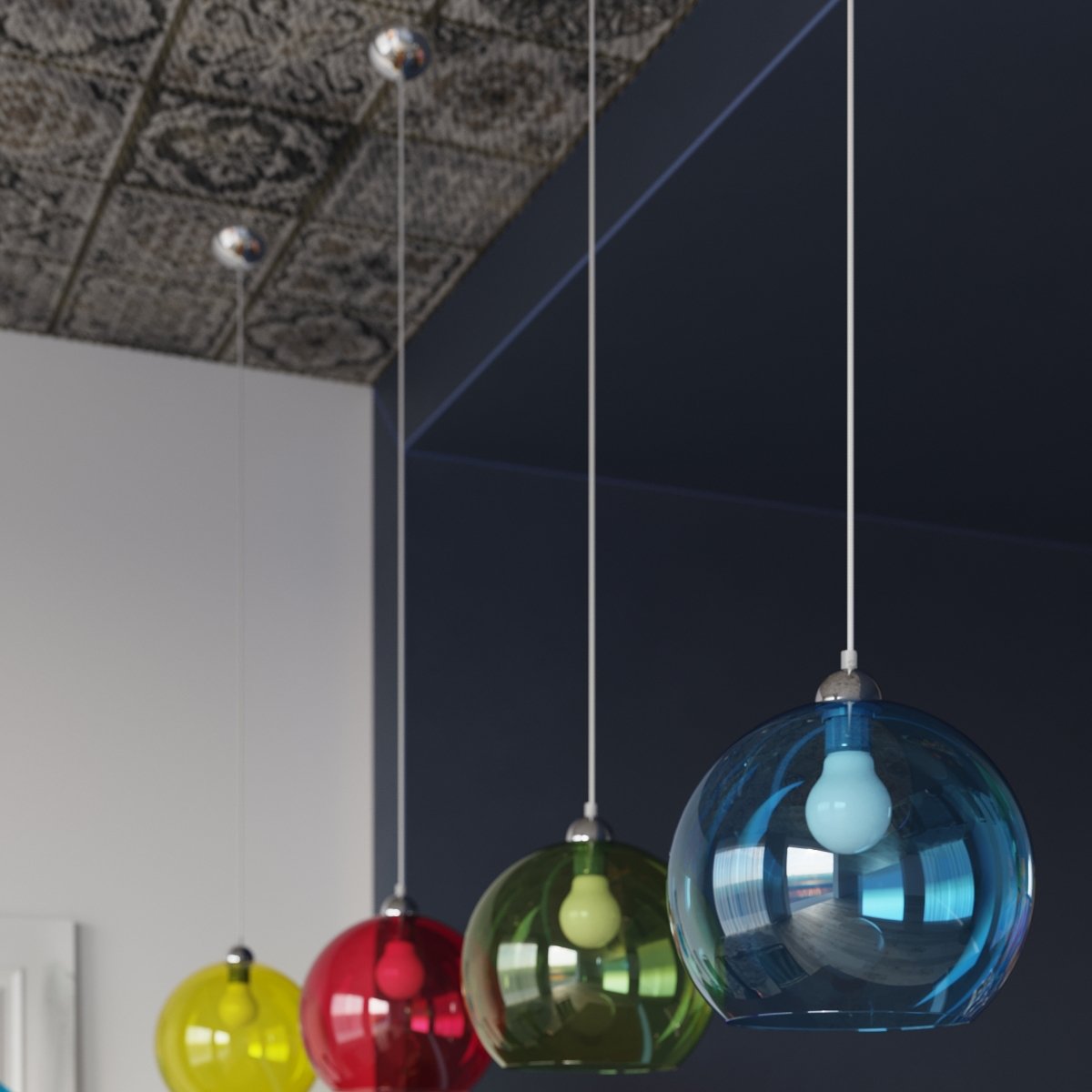 Suspension Acier Rouge E27 1 Ball rouge, EDEN