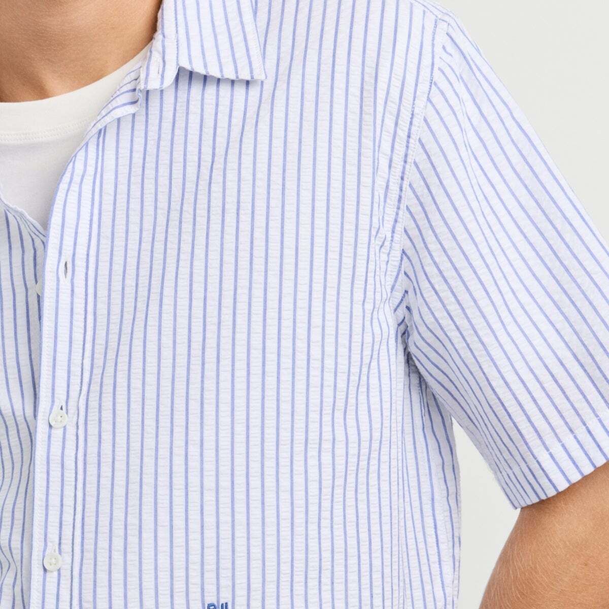 Chemise Seersucker À Rayures Coupe Décontractée blanc, PEPE JEANS