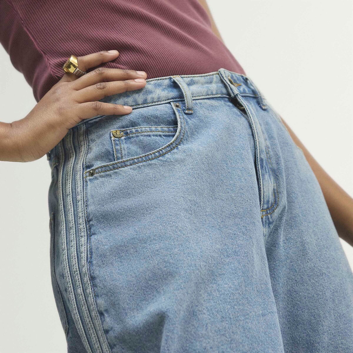 Jean barrel taille haute denim bleu, adidas Originals
