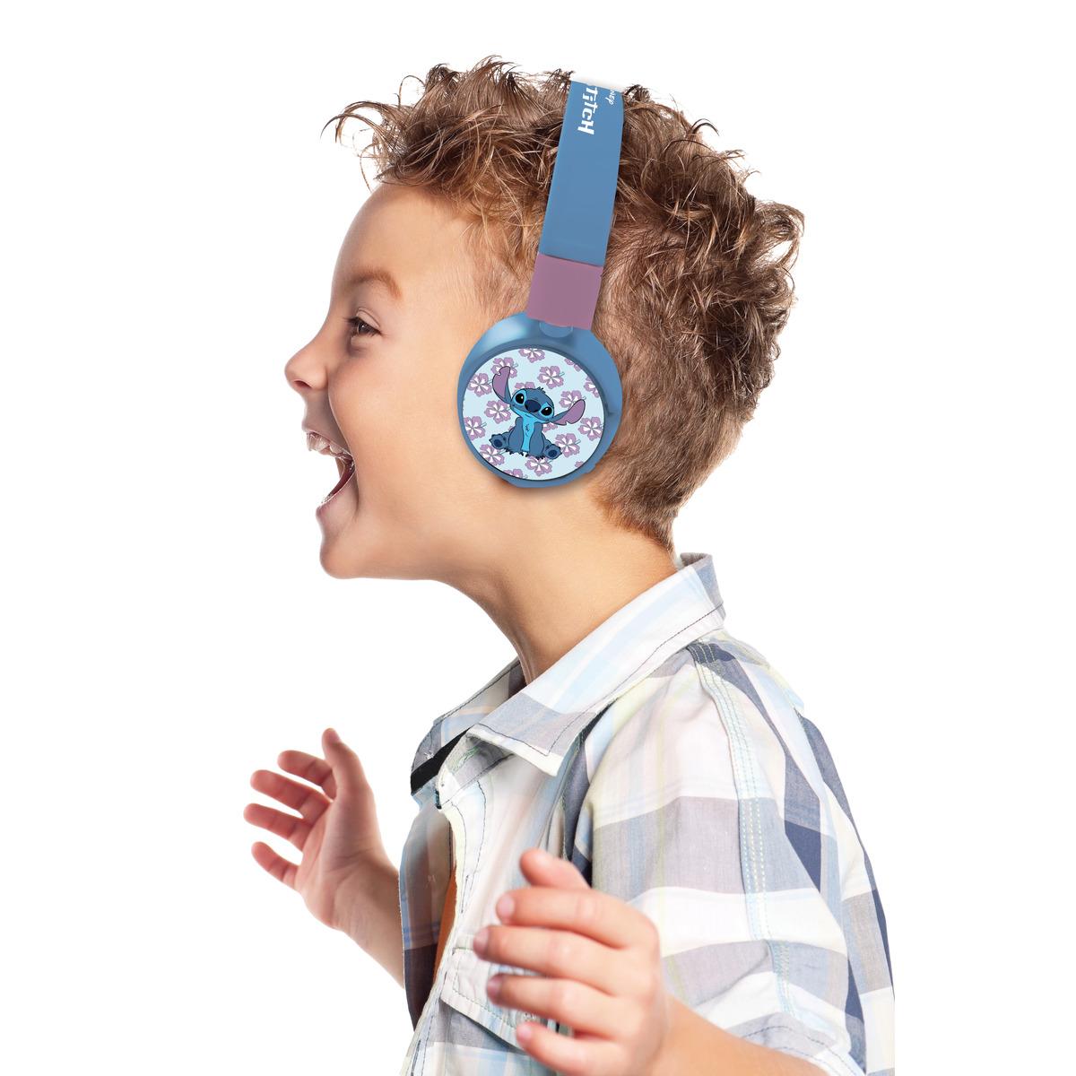 Casque 2 en 1 Bluetooth® et Filaire confortable et pliable Stitch violet, LEXIBOOK
