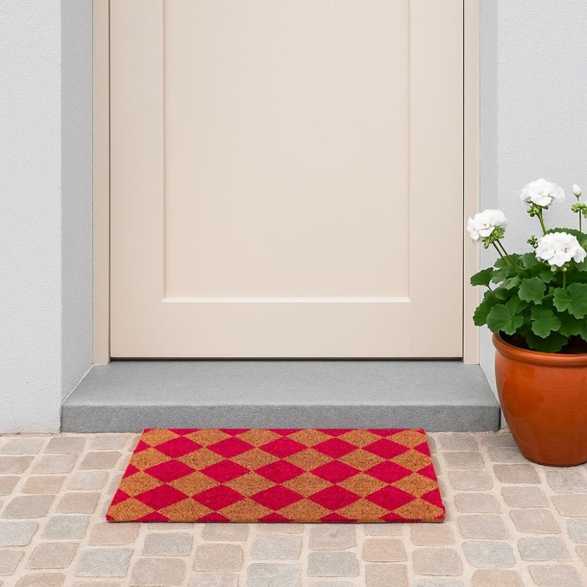 Paillasson coco imprimé 40x60cm rose, ORNAMI