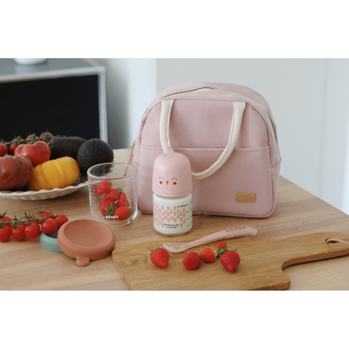 Sac repas isotherme rose poudré rose poudré, BEABA