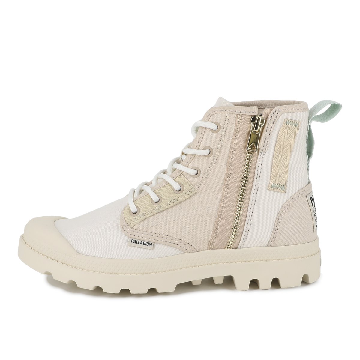 Baskets montantes en coton PAMPA DETROIT ZIP SU blanc-tropisand/ cream, PALLADIUM