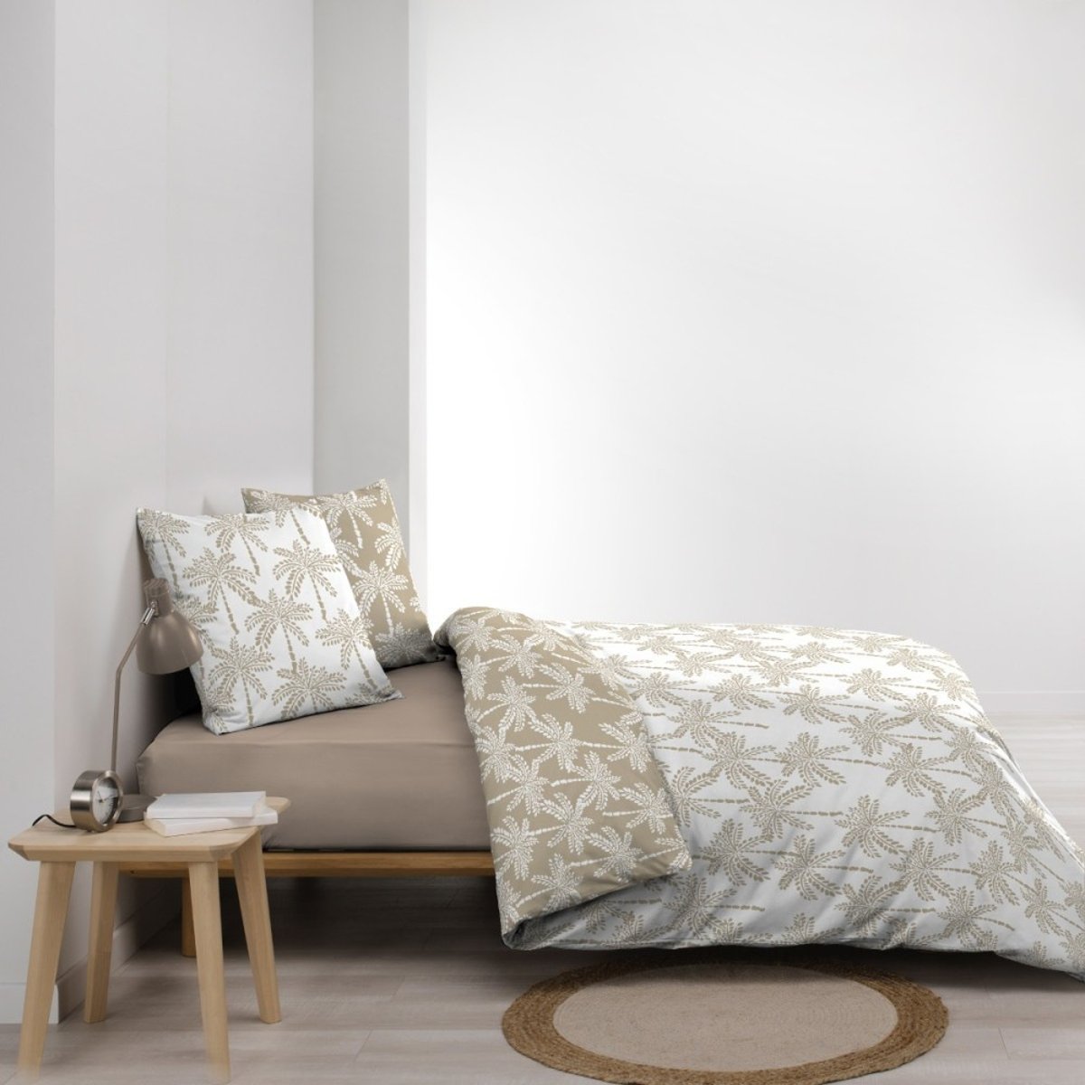 Housse de couette 240x220 + 2 taies OLIANA 100% coton 57 fils beige, DECORATIE