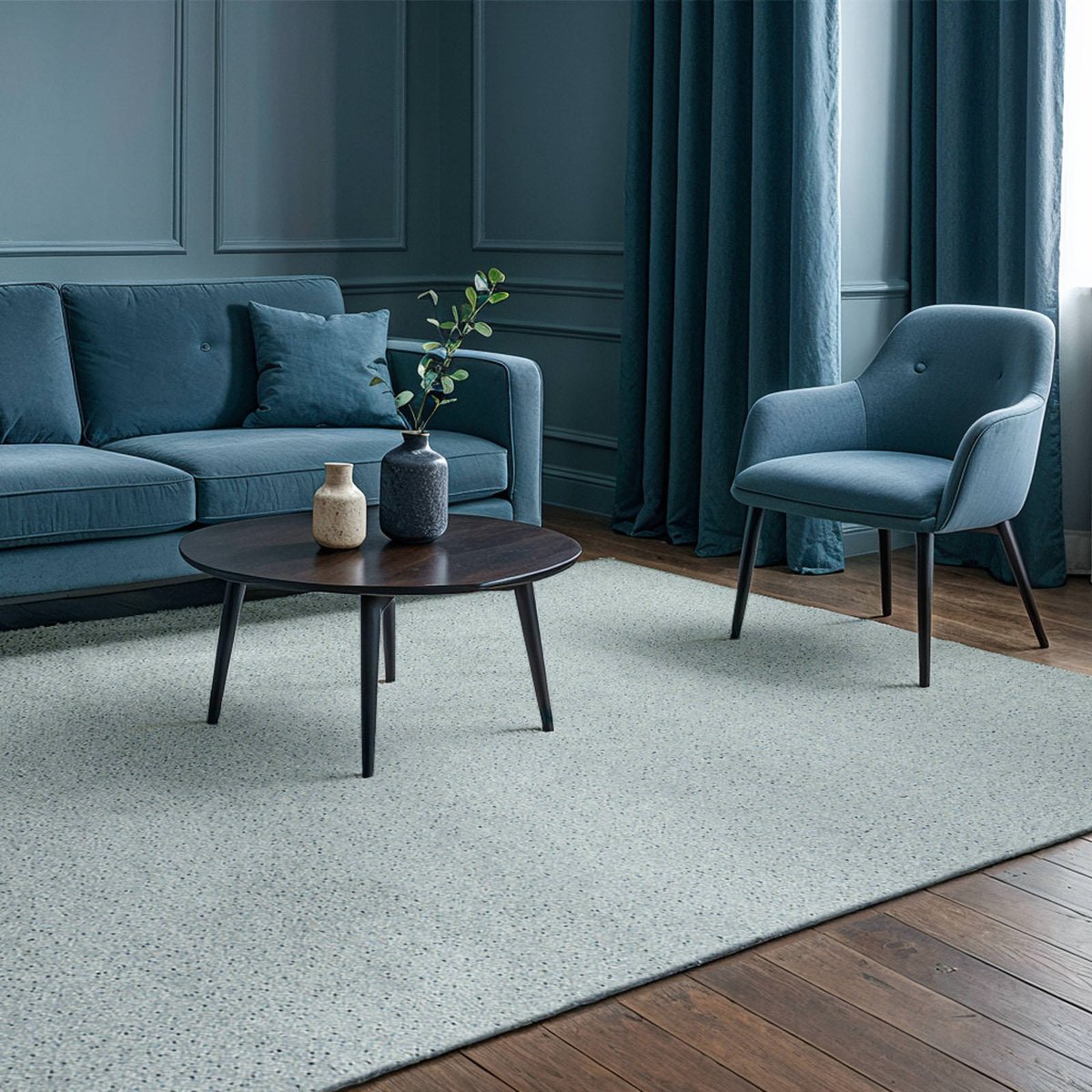 Tapis intérieur extérieur jacquard, MIST bleu clair effet brumeux, RECOLLECTION