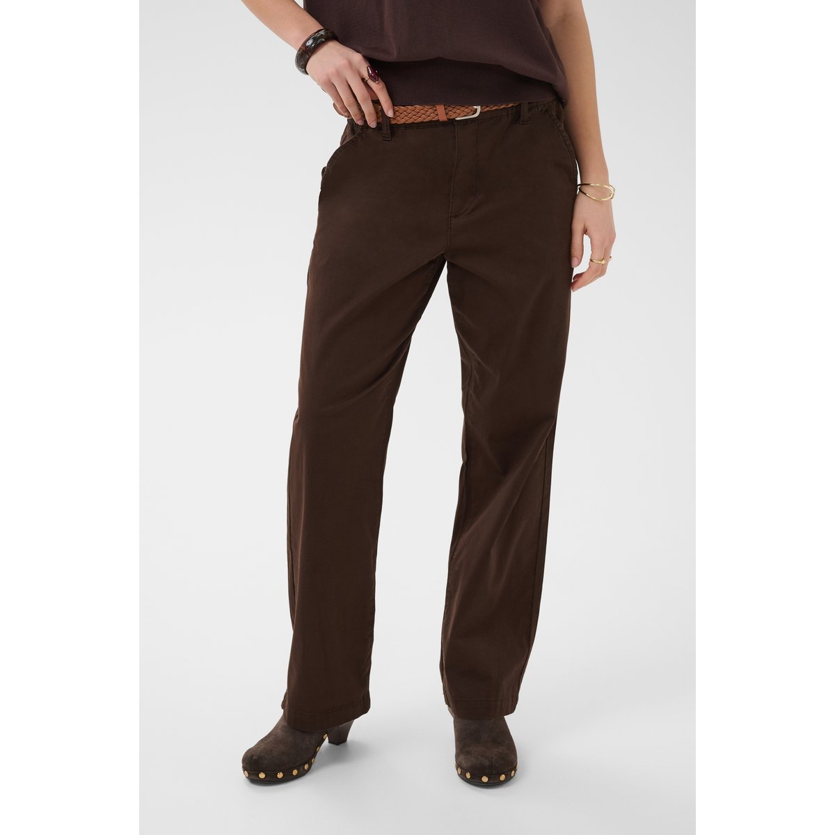 Pantalon casual marron java, CREAM