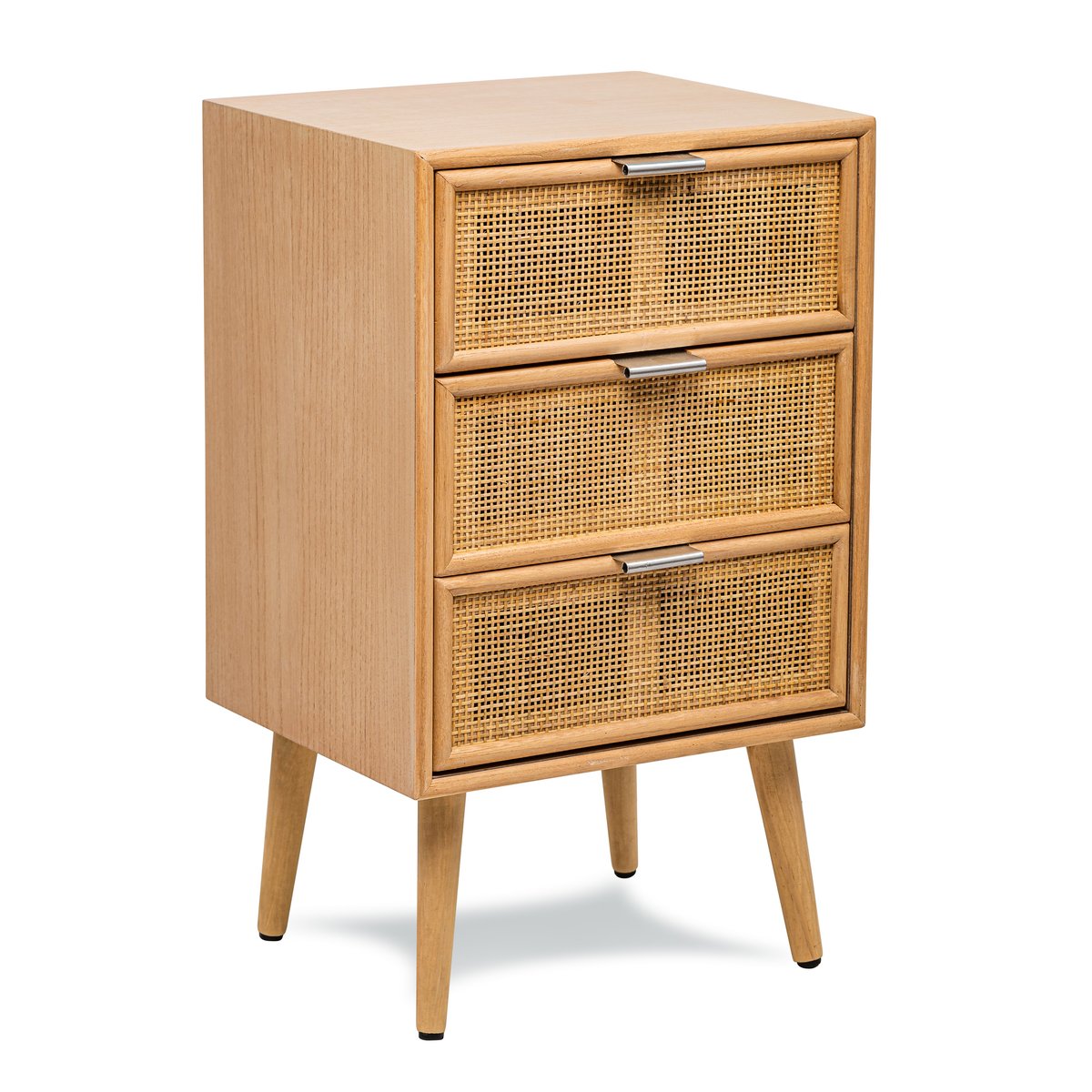 Chiffonnier 3 tiroirs, bois et rotin, NAGOYA bois naturel, NORDLYS