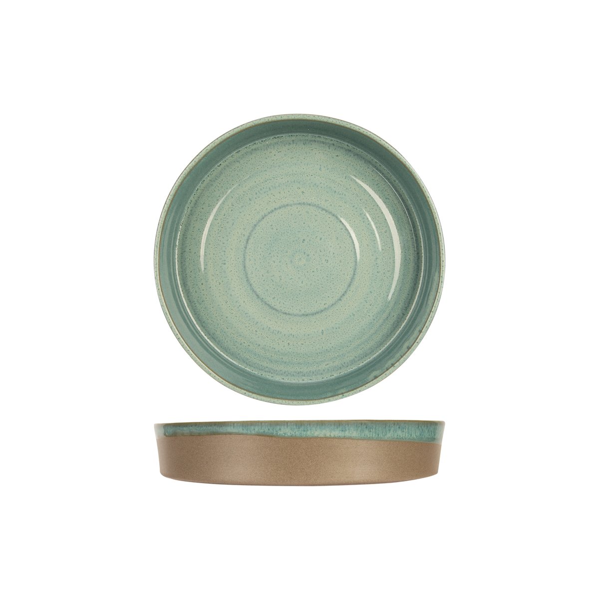 Lot de 6 Assiettes creuses en grès, BASALT bleu vert, COSY&TRENDY