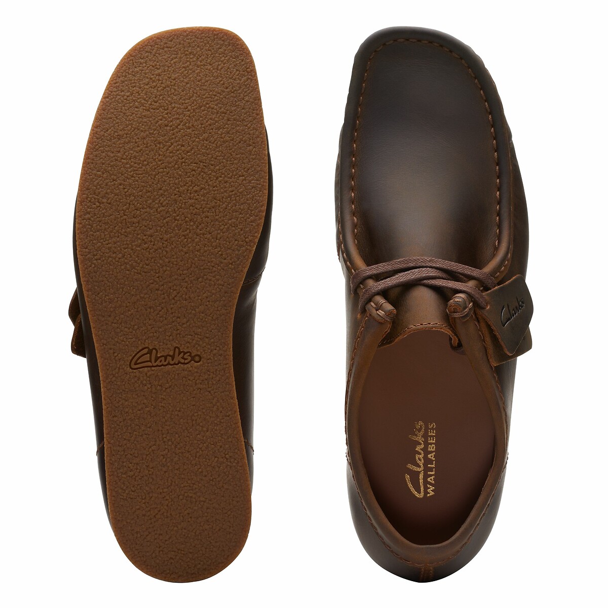 Scarpe in pelle Wallabee marrone scuro, CLARKS