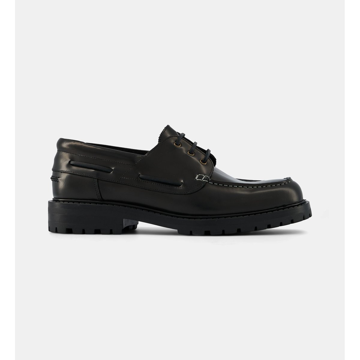 Chaussures bateau oury cuir polido noir, COMPTOIR GL