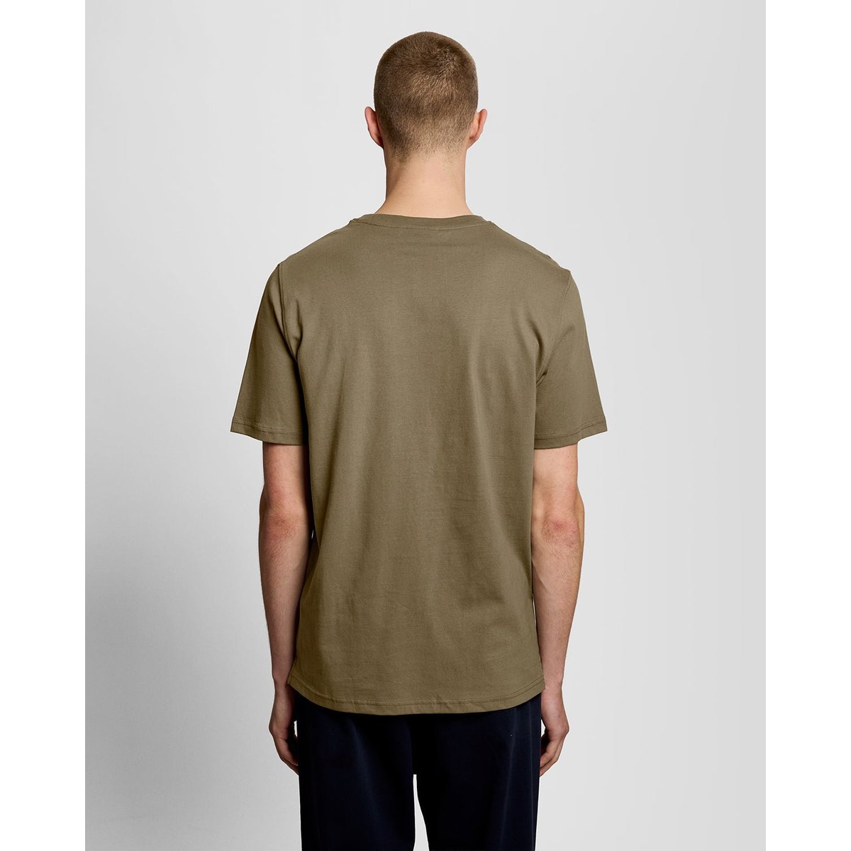 T-shirt logo script en coton col rond vert kaki cendré, LYLE & SCOTT