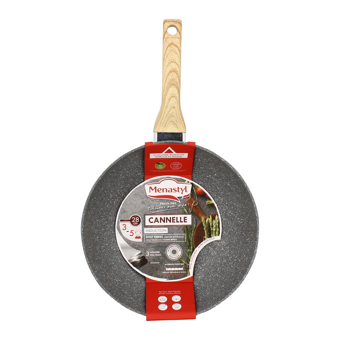 Wok en aluminium 28cm, CANNELLE gris, MENASTYL