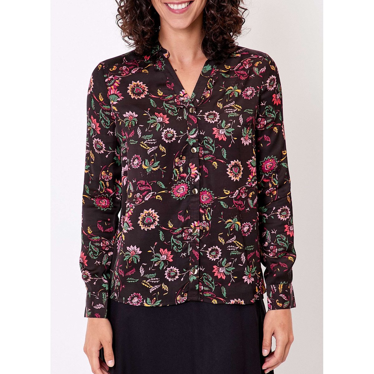 Chemise droite satinée REY noir nokomi, LA FIANCÉE