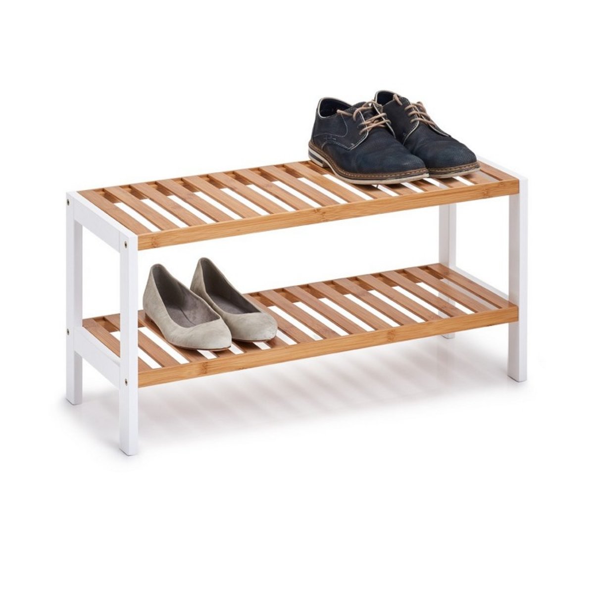 Etagère à chaussures 2 étages bois bambou bois clair, ZELLER PRESENT