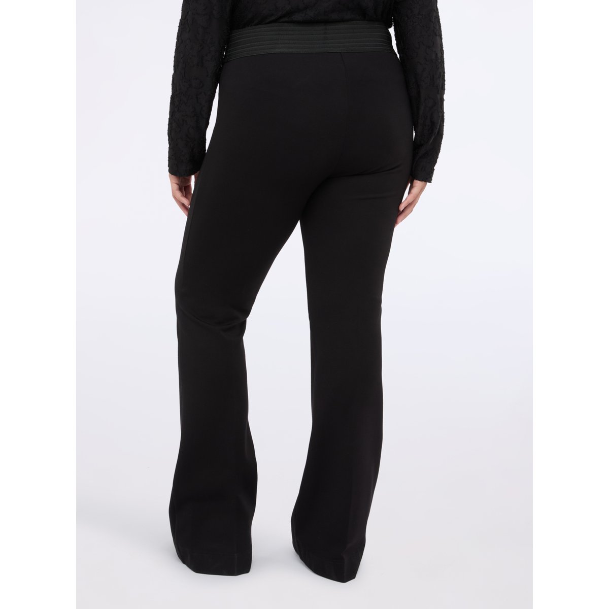 Pantalon flare en Punto Milano noir, FIORELLA RUBINO