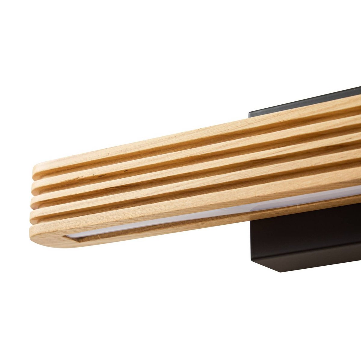 Applique en bois moderneLED, Lieske bois clair, noir, LUCANDE