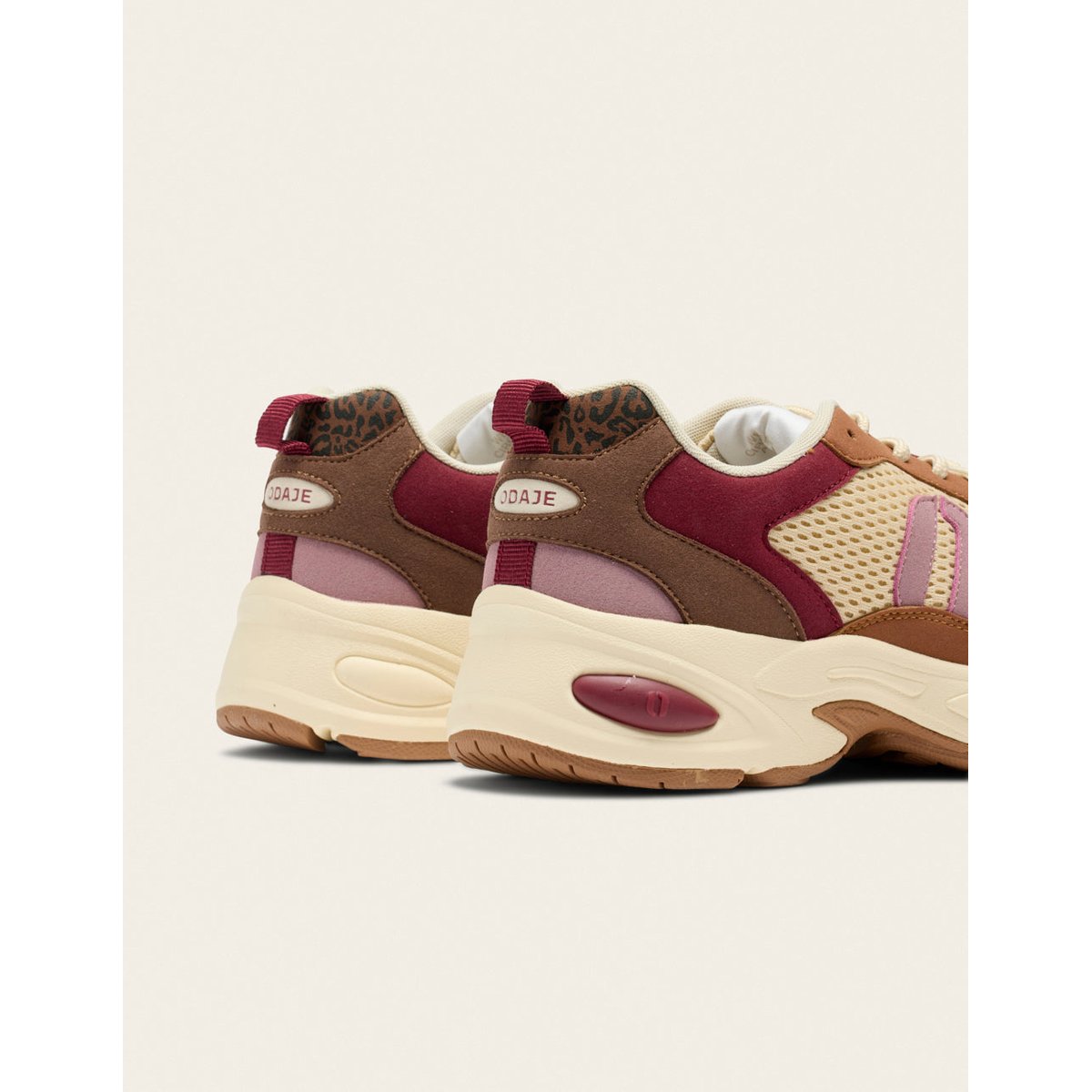 Baskets basses MAÉ bordeaux beige rose, ODAJE