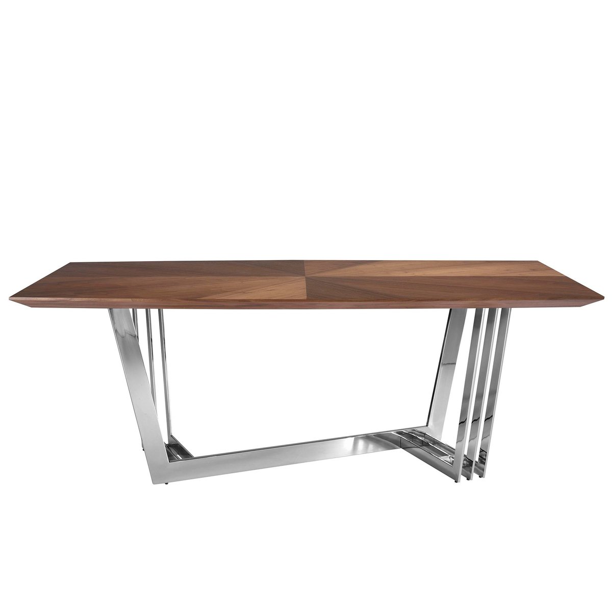 Table à manger baril ovale noyer et acier chromé noyer | acier, ANGEL CERDA