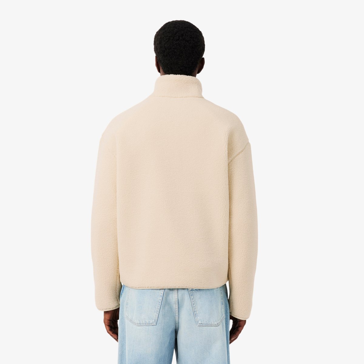 Sweatshirt col montant zippé sherpa beige-056, LACOSTE