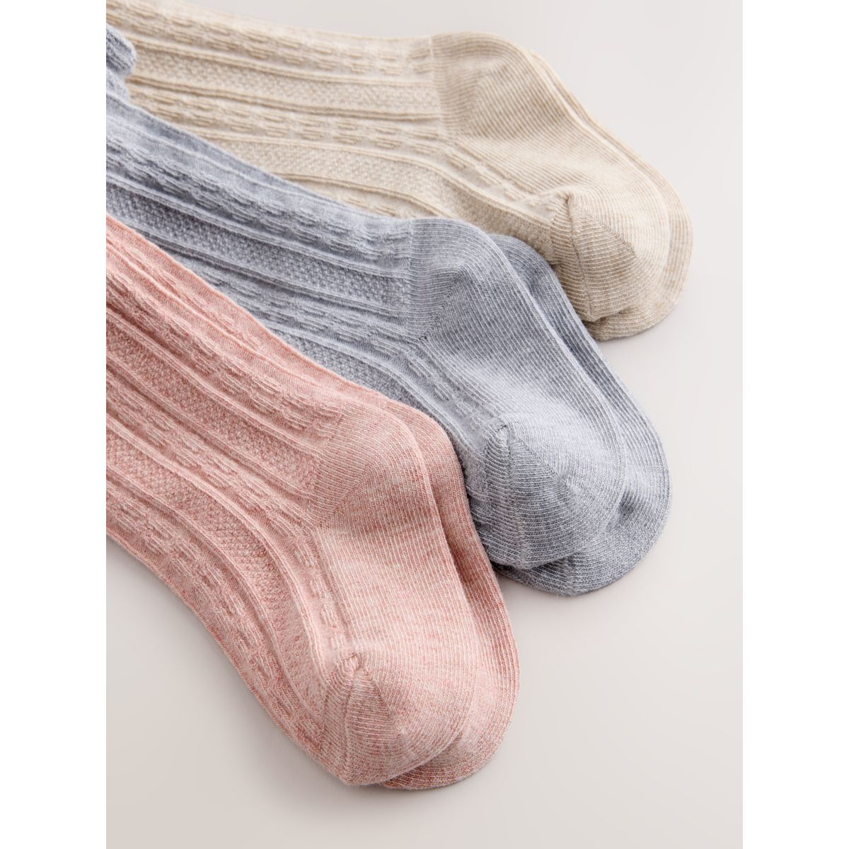 Collants torsadés bébé, lot de 3 rose et neutre, NEXT