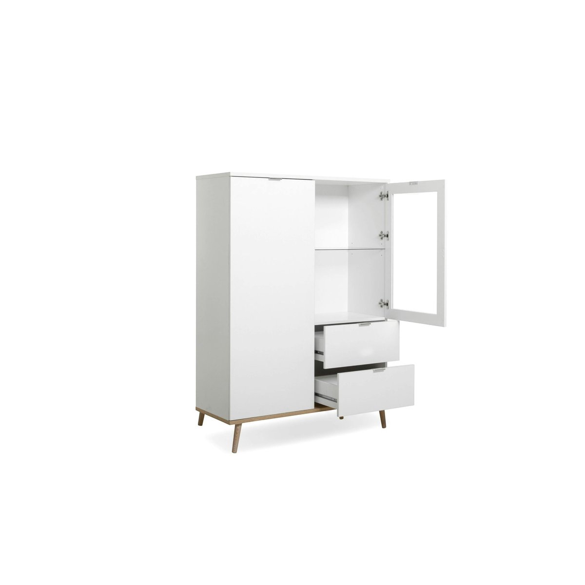 Buffet vaisselier blanc vitré 2 tiroirs ALVA blanc, PIER IMPORT