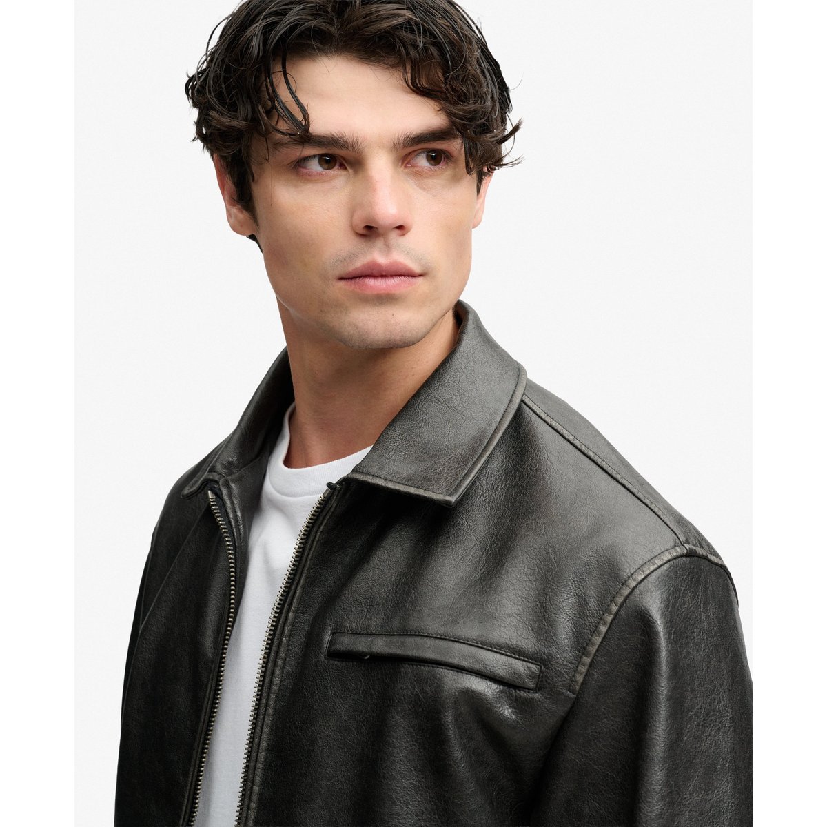 Veste en Simili-Cuir Coupe Décontractée noir, SUPERDRY