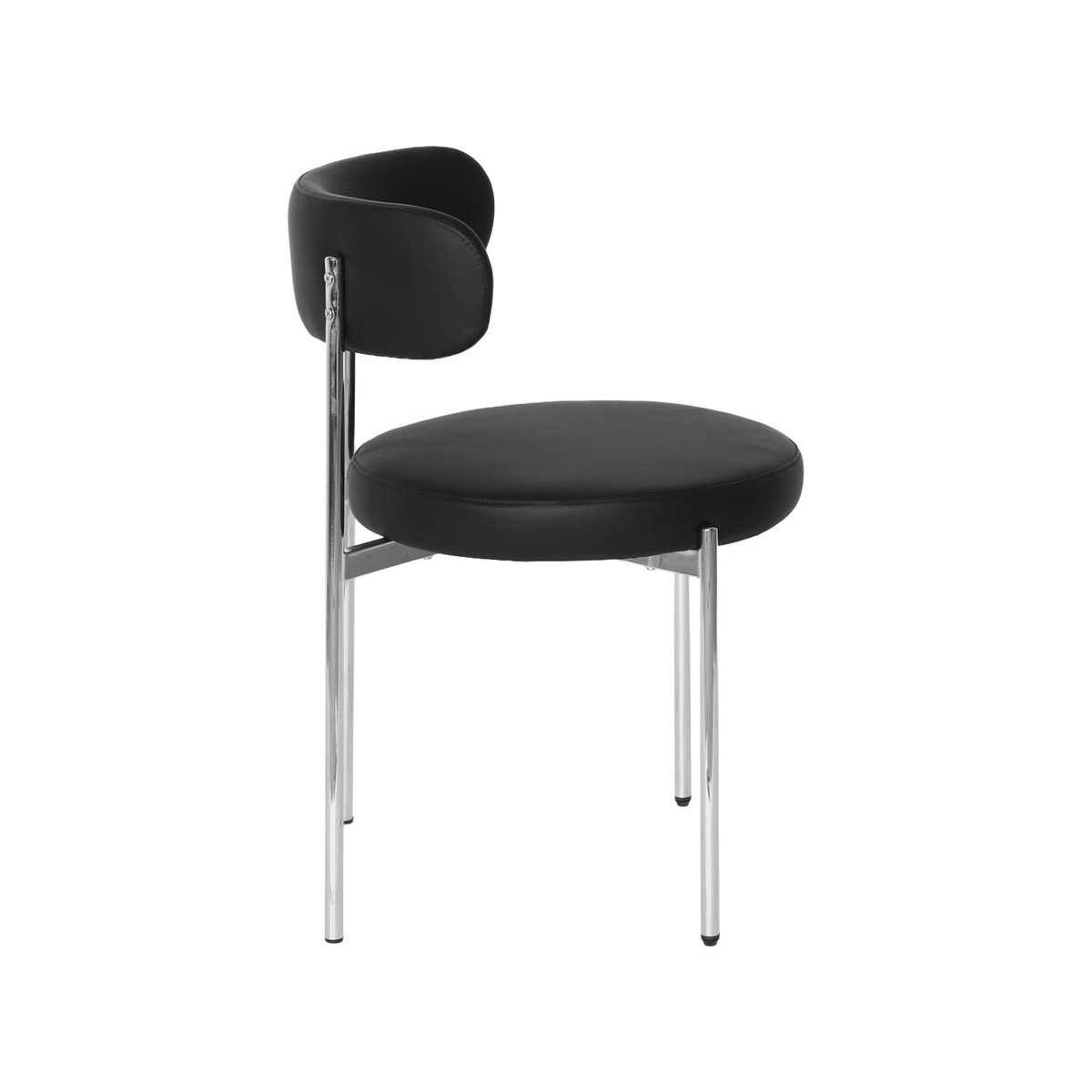 Chaise ronde vintage acier chromé et simili cuir (lot de 4) LOLA noir, SWEEEK