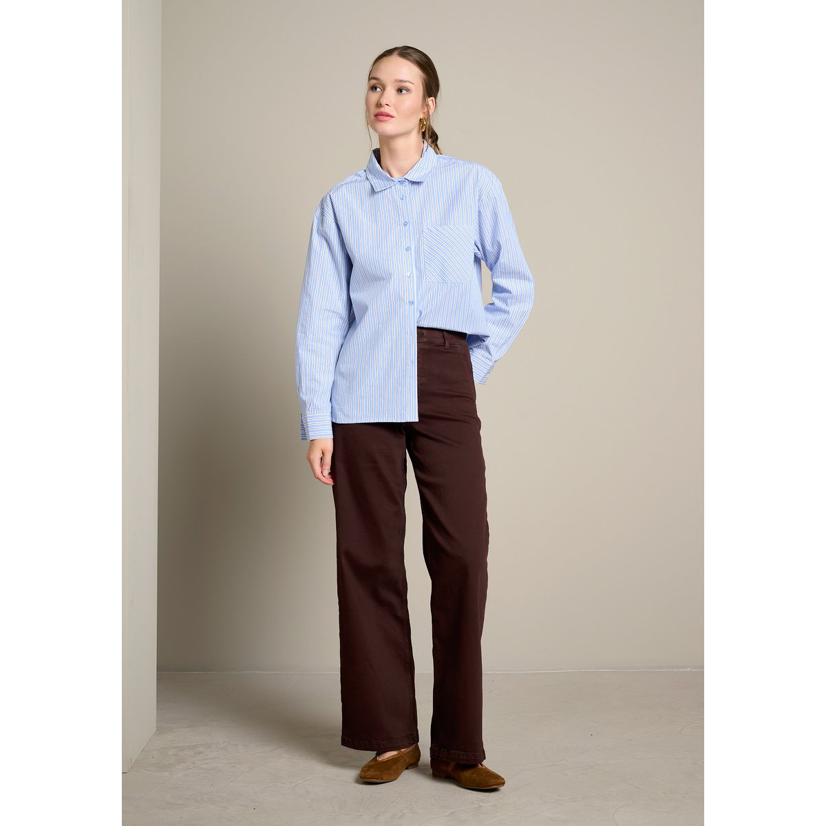 Pantalon multi-taille taille haute brown coffee, LOLALIZA