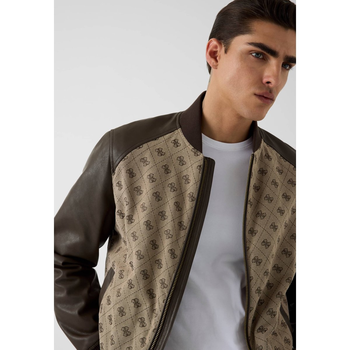 Veste Bomber Monogramme marron multi, GUESS