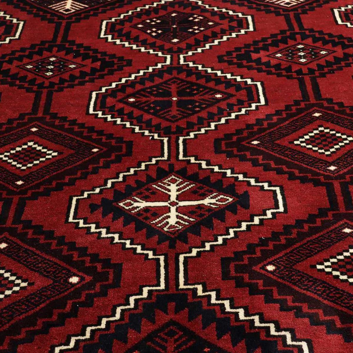 Tapis d'orient, authentique motif oriental noué main, LORI 3 rouge, crème, noir, UN AMOUR DE TAPIS